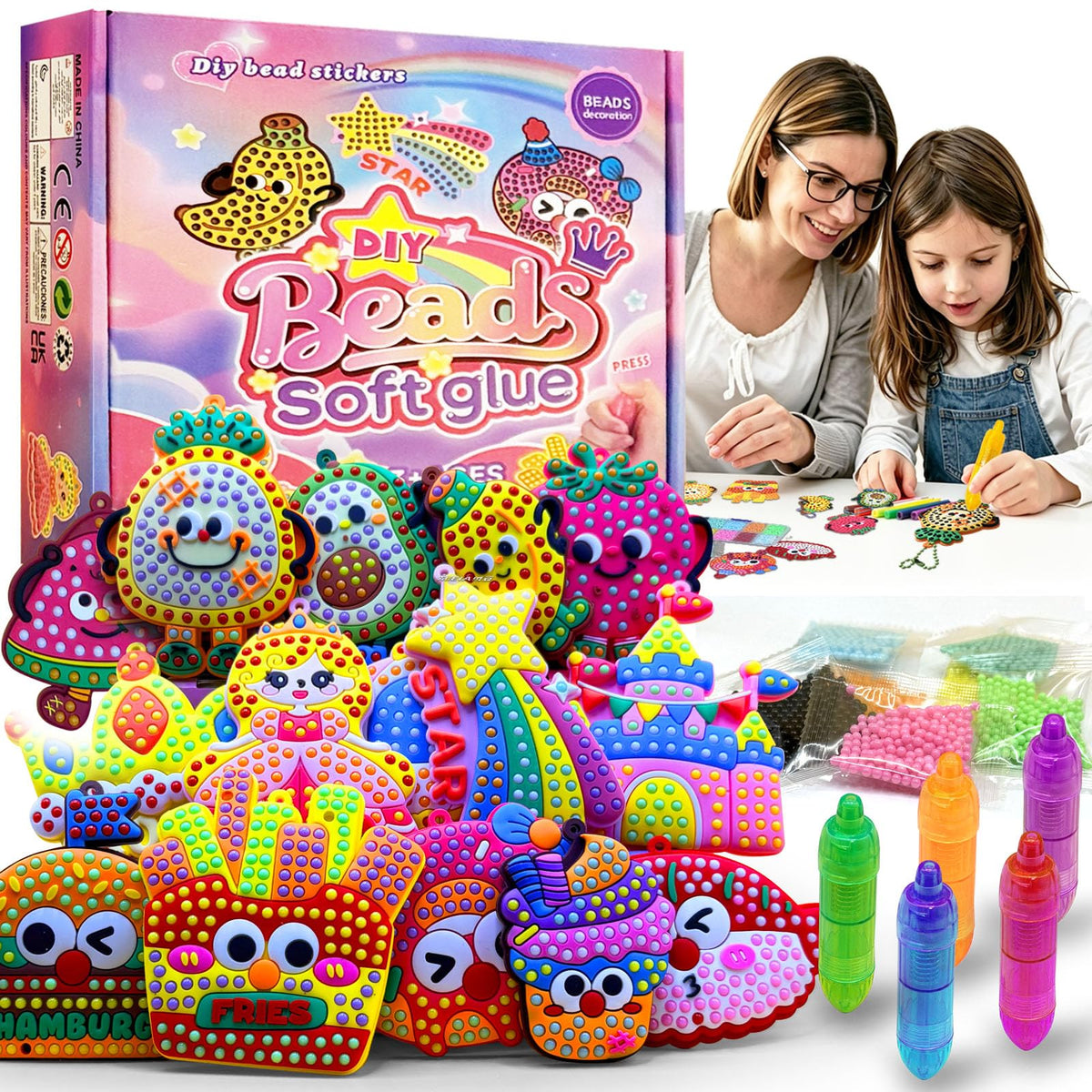VattaFrast DIY Bead Art kit beads and pens for vibrant creative play.