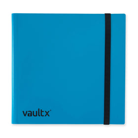 Vault X 12-pocket binder blue cover with secure side-loading pockets for trading cards.