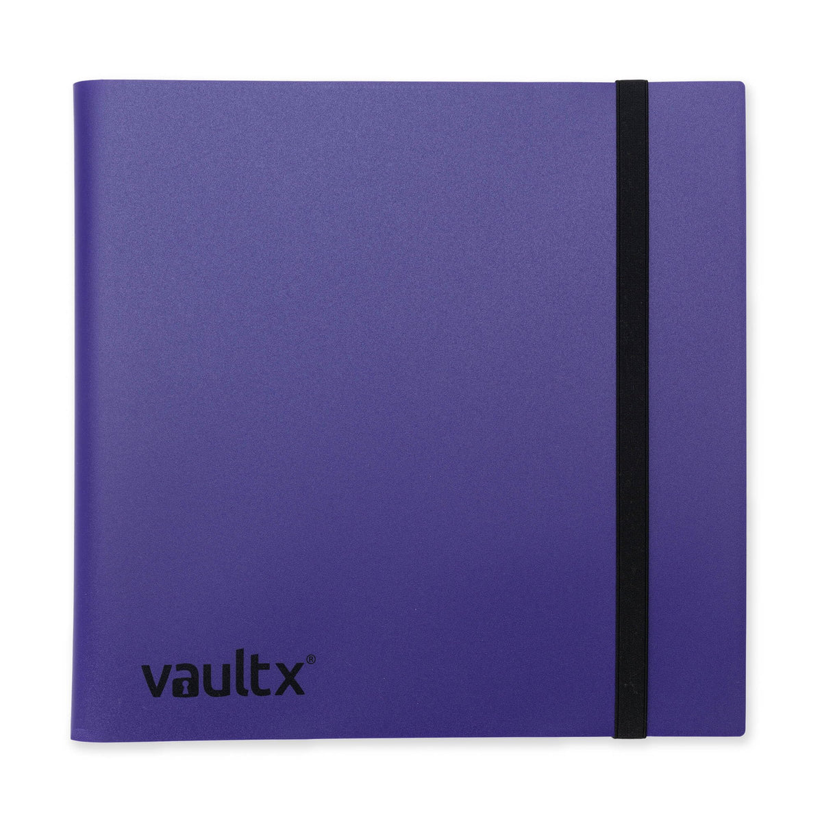 Vault X 12-pocket purple binder front view for portable card storage.