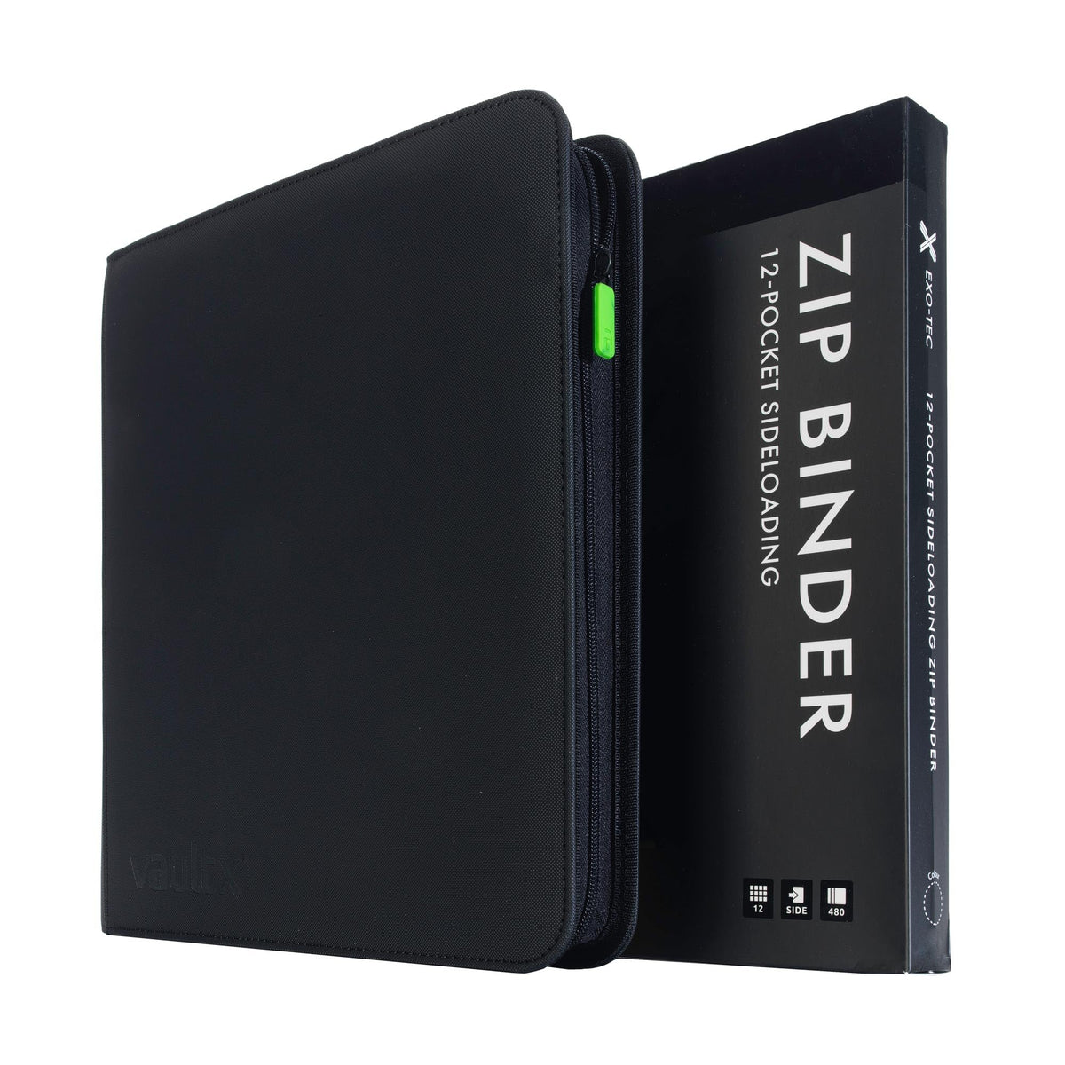 Vault X 12-pocket zip binder with Exo-Tec cover keeps cards protected.
