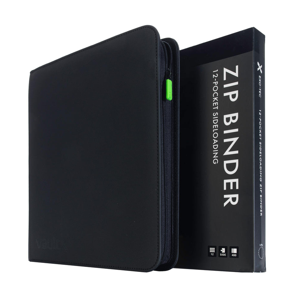 Vault X 12-pocket zip binder with Exo-Tec cover keeps cards protected.