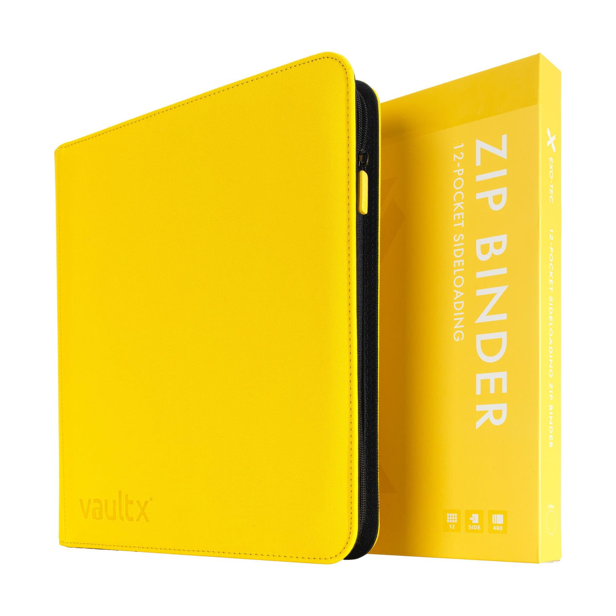 Vault X 12 Pocket Zip Binder yellow front cover showing durable card storage