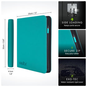 Vault X 20 double-sided pages Teal; high-capacity organization for up to 480 cards.
