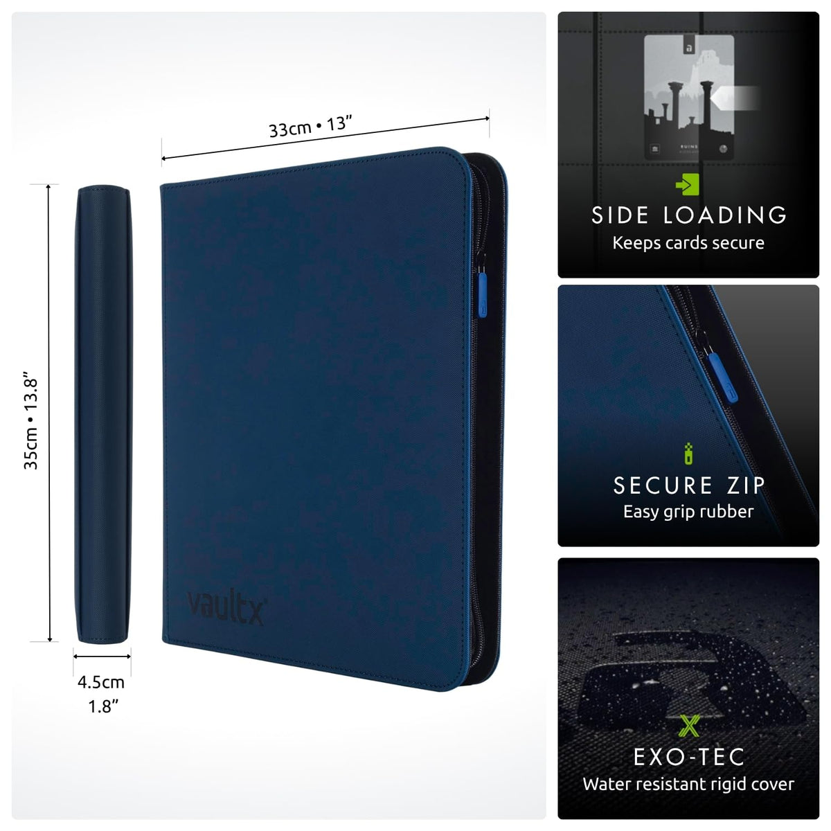 Vault X binder with 20 double-sided pages for max capacity.