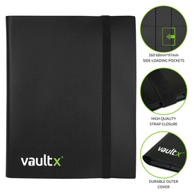 Open binder shows 20 double-sided pages and 360-card capacity.