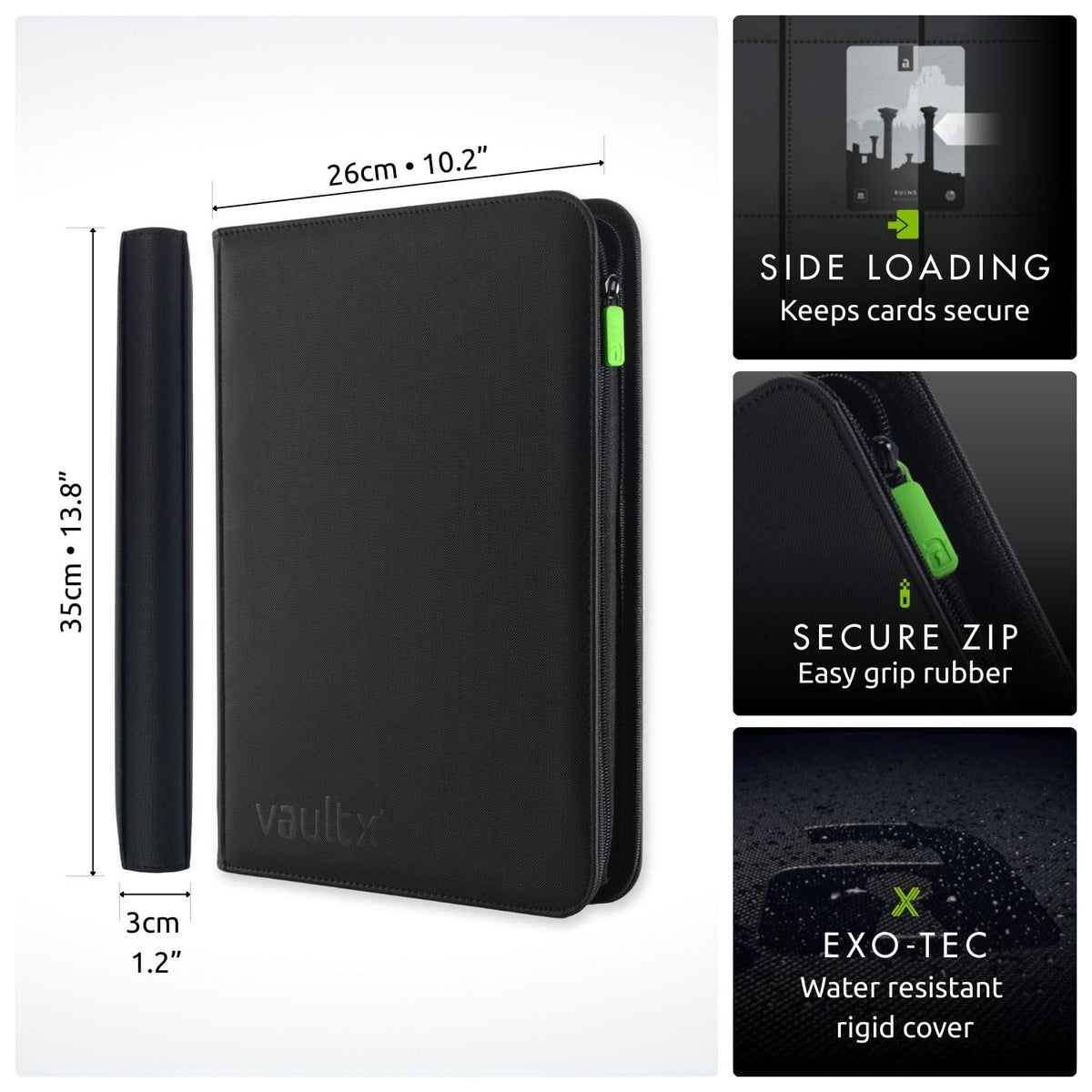 Vault X binder showing 360-card capacity for organized collection.