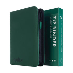 Vault X 4 Pocket Zip Binder green front view showing Exo-Tec durability for card storage.