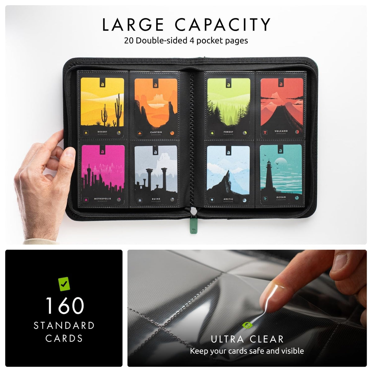 Open Vault X binder reveals 20 double-sided pages for easy card management.