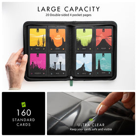 Open Vault X binder reveals 20 double-sided pages for easy card management.