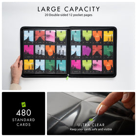 Vault X binder holds up to 480 standard cards securely.