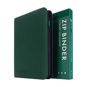 Vault X 9-pocket zip binder green cover shows Exo-Tec durability for card storage