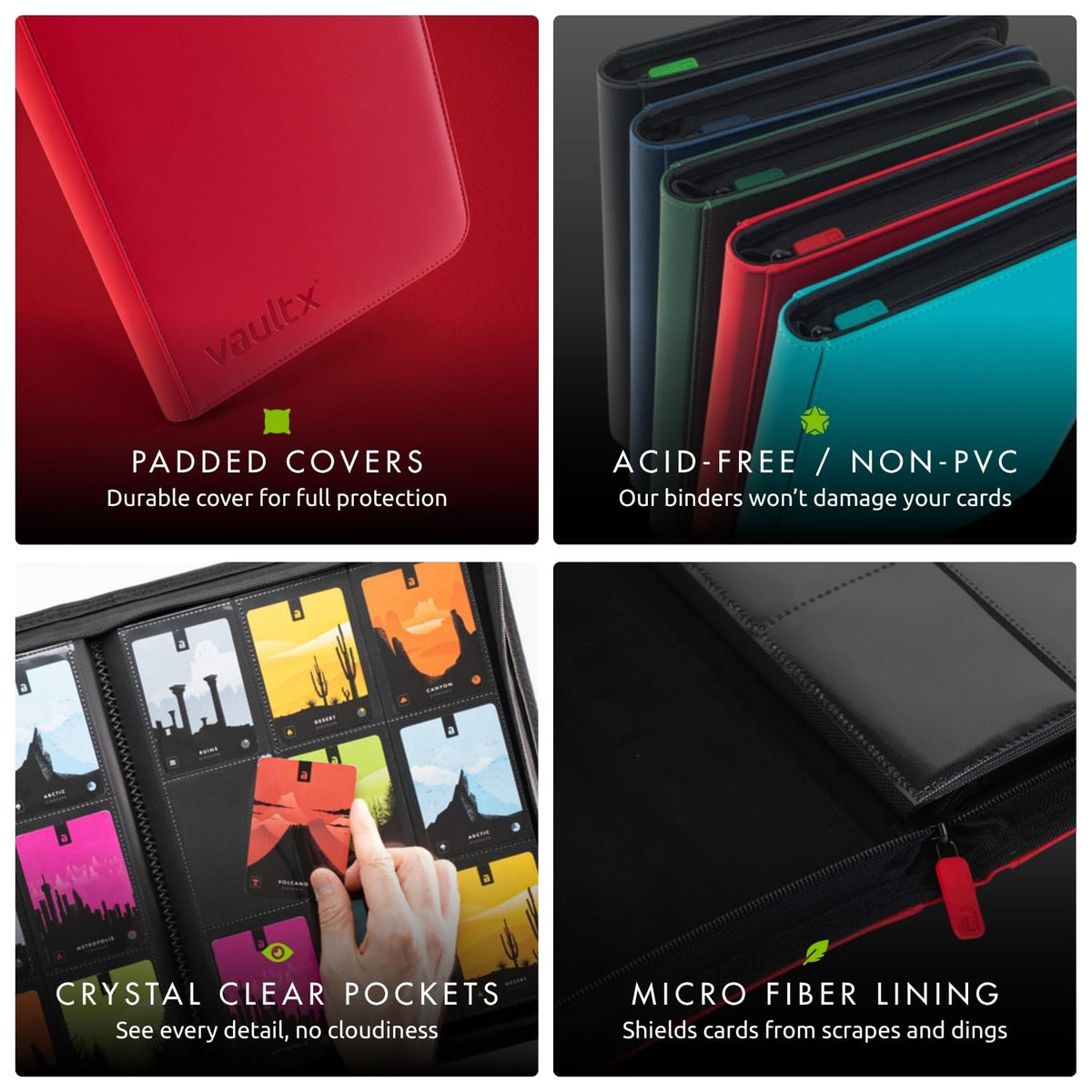 Vault X archival-safe interior safeguarding cards from dust and moisture