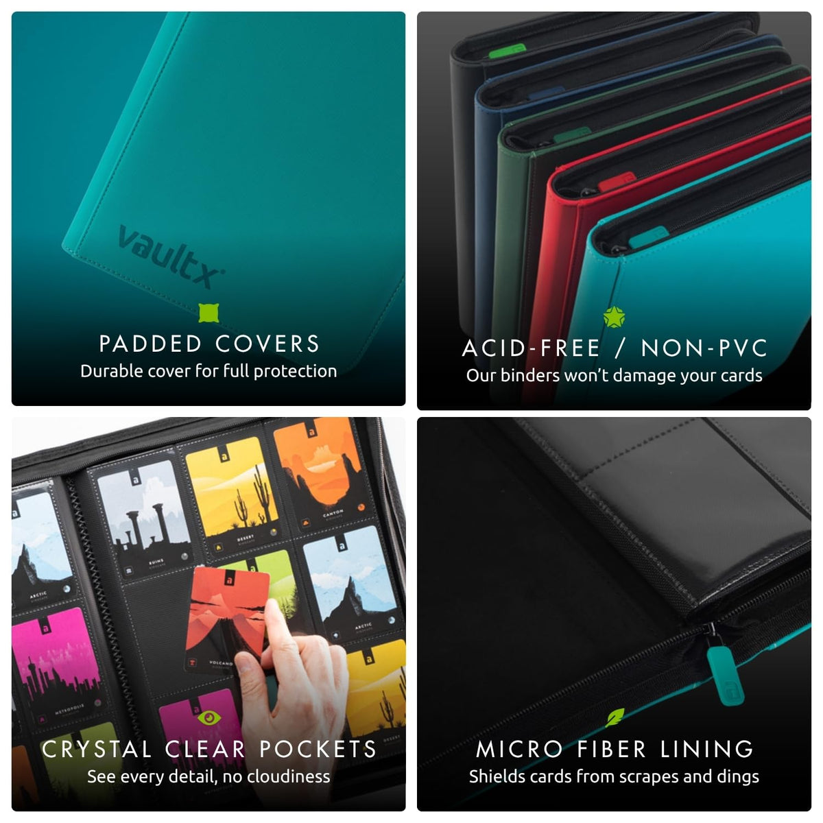 Vault X archival-safe materials protect cards from dust and moisture.
