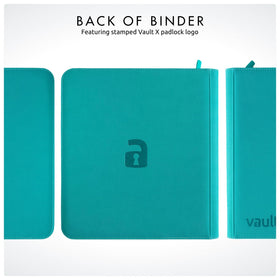 Vault X binder size Teal; compatible with standard sleeves for display or play.