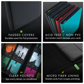 Vault X binder compatible with standard sleeves for easy setup.