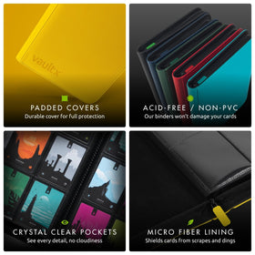 Vault X Exo-Tec binder yellow sleeve compatibility fits standard card sleeves for secure protection.