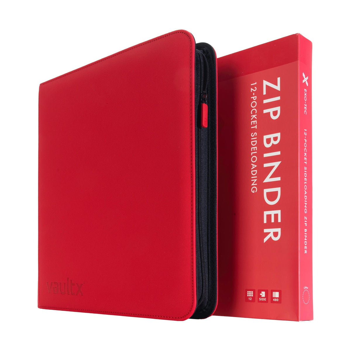 Vault X Exo-Tec cover in red protects cards with durable padding.