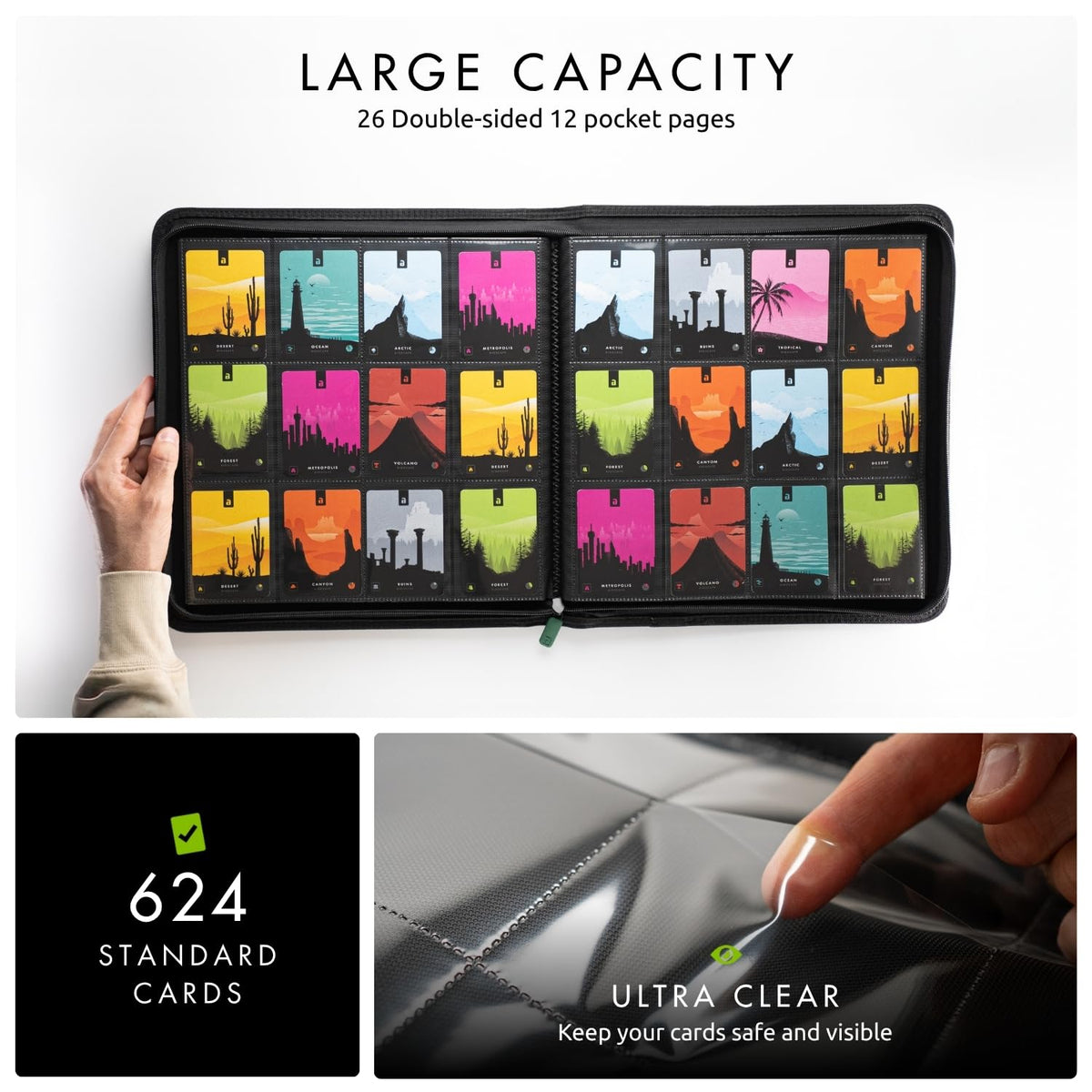 Vault X Exo-Tec Zip Binder open pages ready to organize standard-sized trading cards.