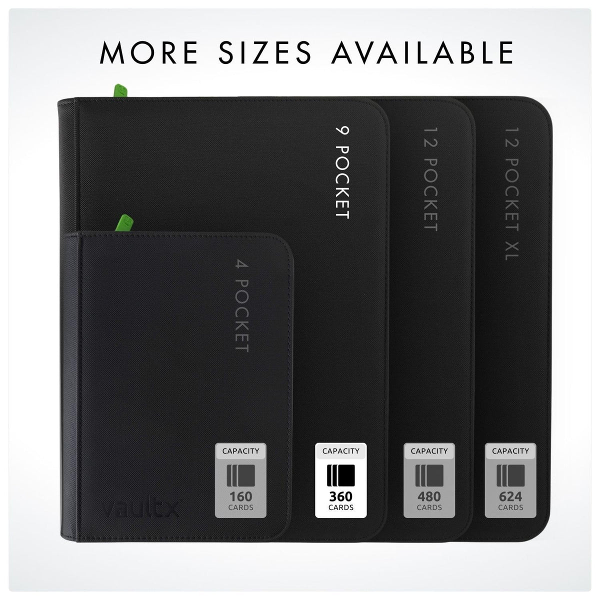 Vault X black binder front view for sleek display.