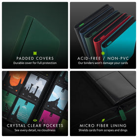 Vault X green binder on display, showcasing premium archival-safe materials.
