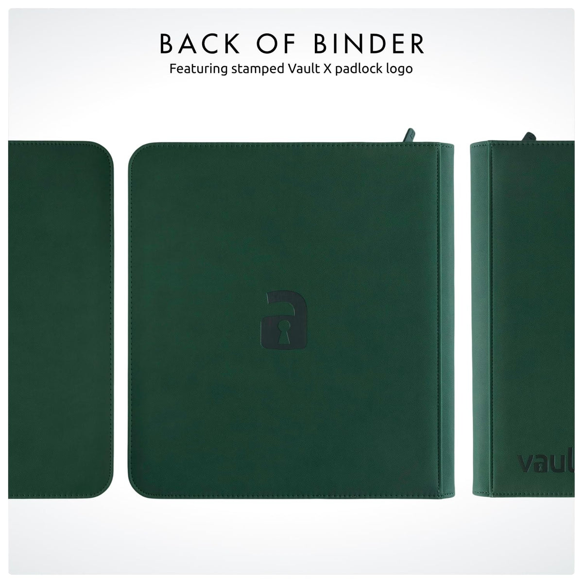 Vault X green portable binder ready for travel and on-the-go collecting.