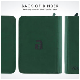 Travel-ready Vault X binder in green with secure zipper for transport.