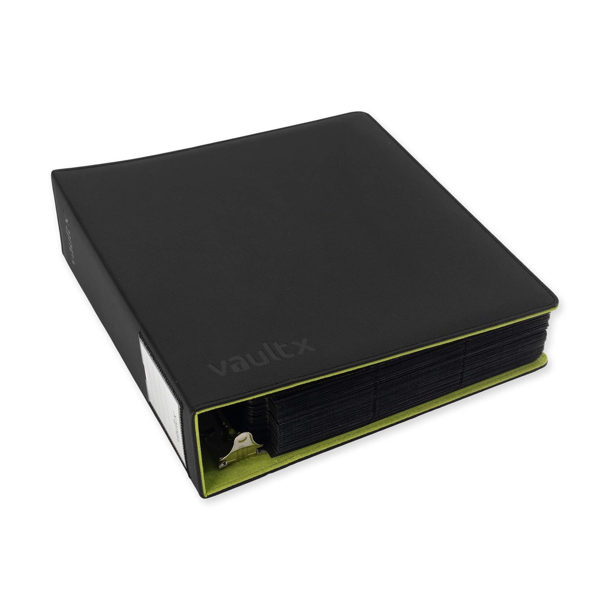 Vault X binder with three D-rings securely holds up to 900 cards.
