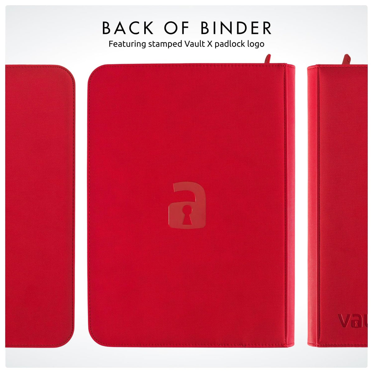 Vault X red binder displayed as a compact storage solution for collectors.
