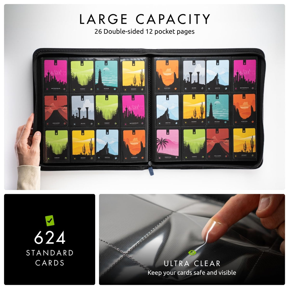 Vault X side-loading pockets inside view keeps cards secure and organized.