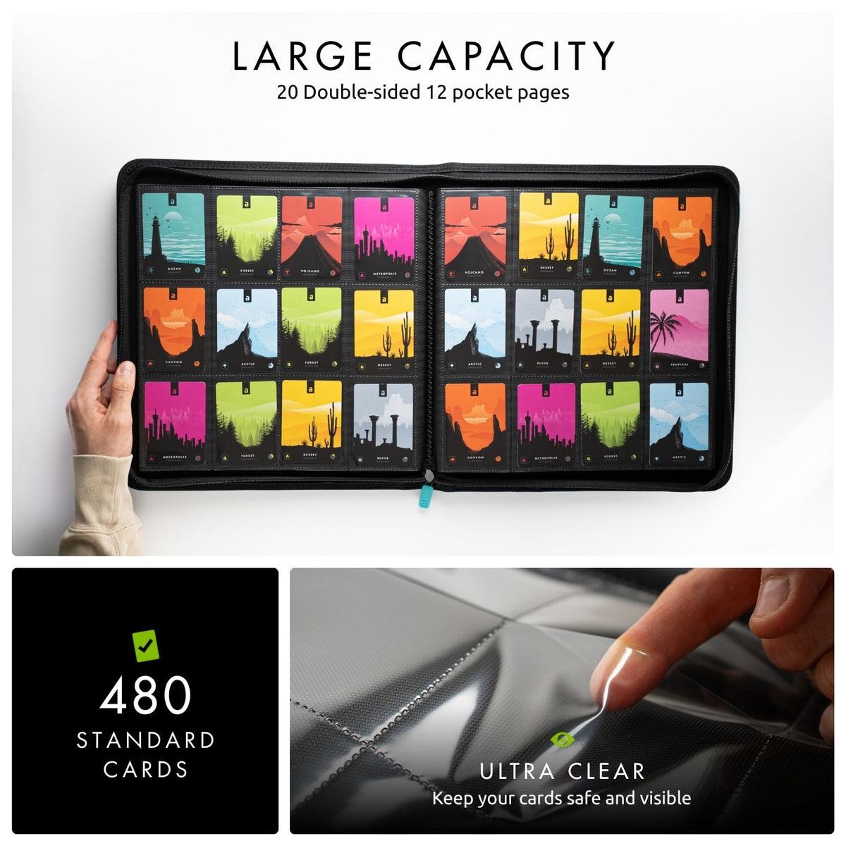 Vault X side-loading pockets Teal; secure access for standard-sized cards.