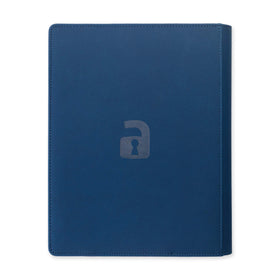 Vault X sleeve-compatible blue binder works with standard sleeves for versatile protection