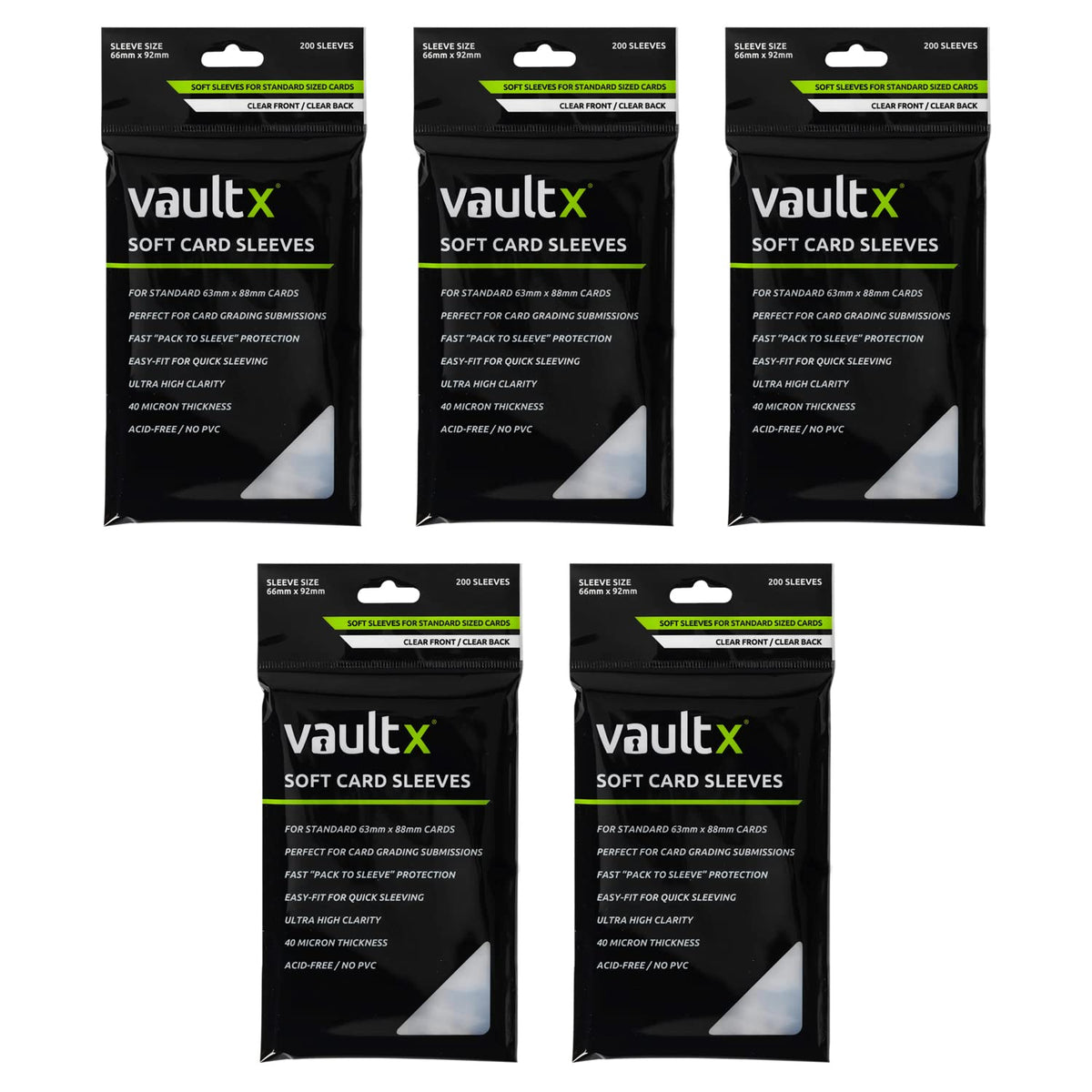 Vault X Soft Fit Sleeves Pack 1000: crystal-clear protection for standard trading cards.