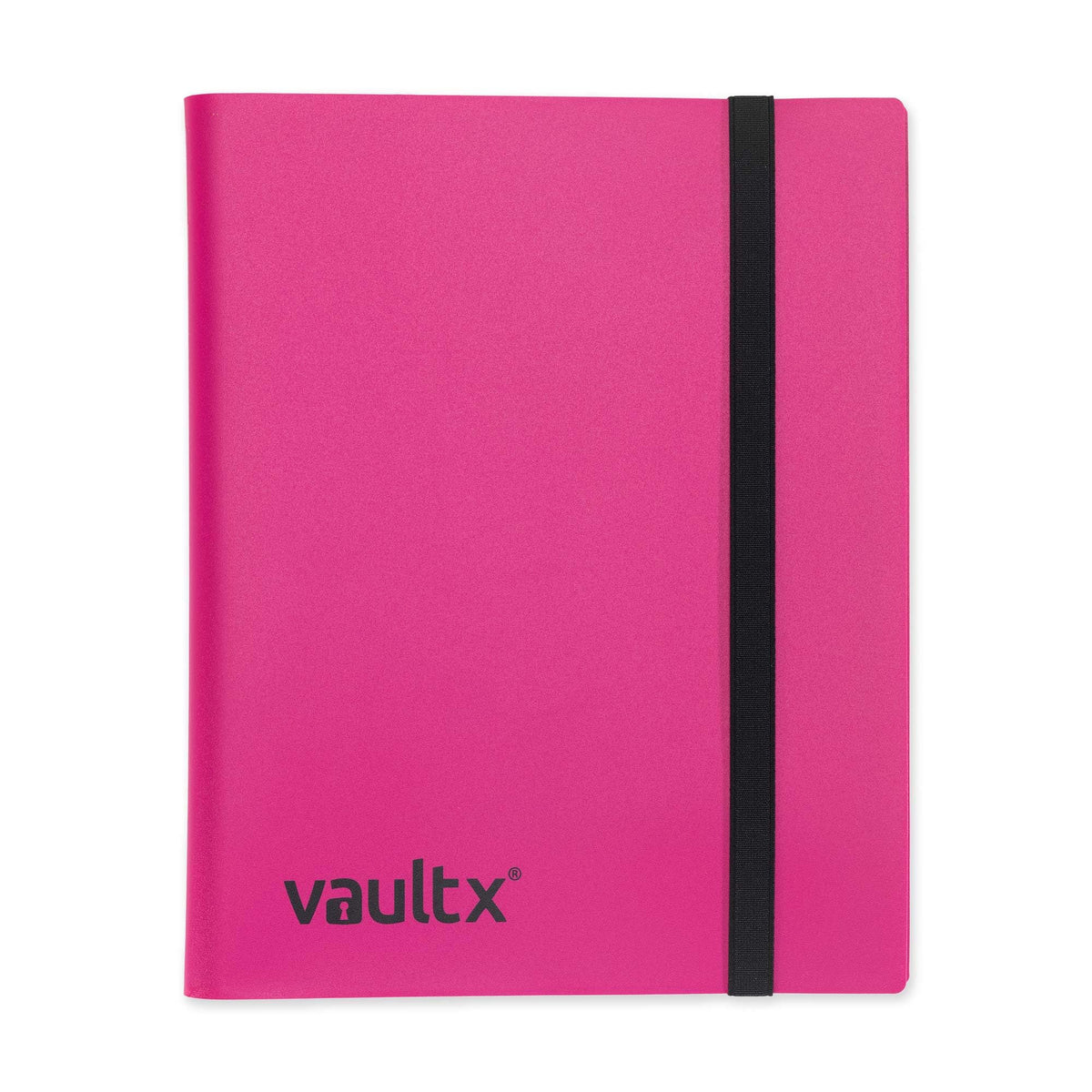 Vault X pink strap binder front view showcasing organized card storage