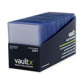 Vault X Toploaders front-view 100-pack shows crystal-clear protection for trading cards.