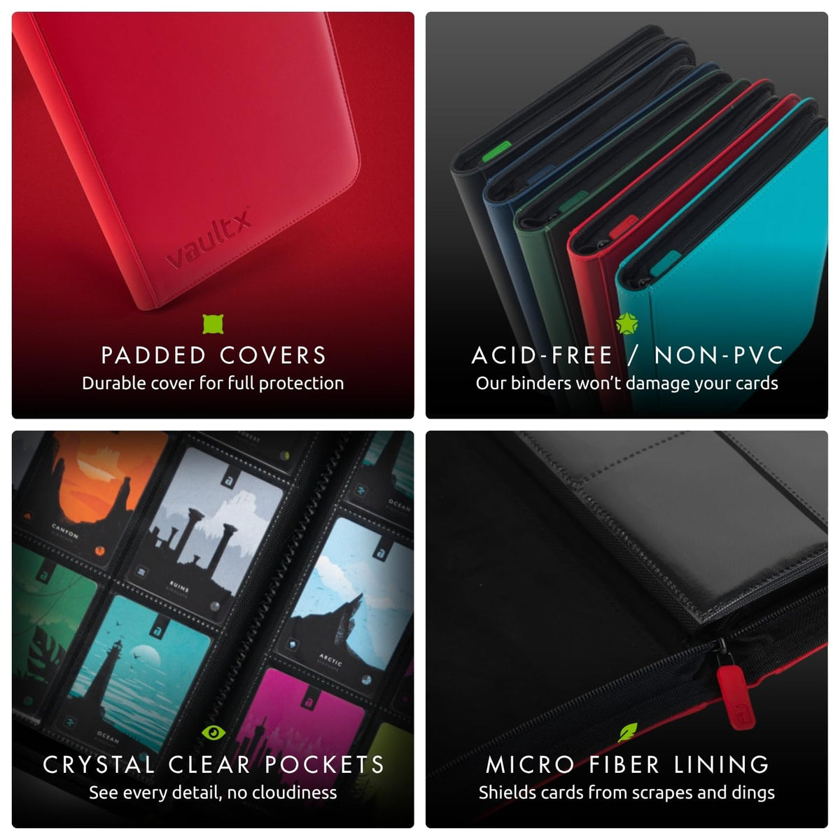 Vault X zipper closure keeps contents securely enclosed.
