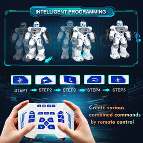 VAV LED-eyed robot demonstrating movement and action sequences.