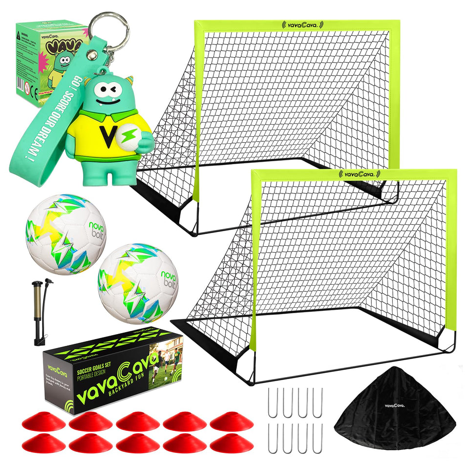 VavaCava 4x3 portable goals set ready for backyard matches and family play.