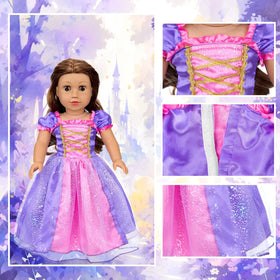 VAWMJOT American 18-inch doll dress with mini tiara for complete costume looks.
