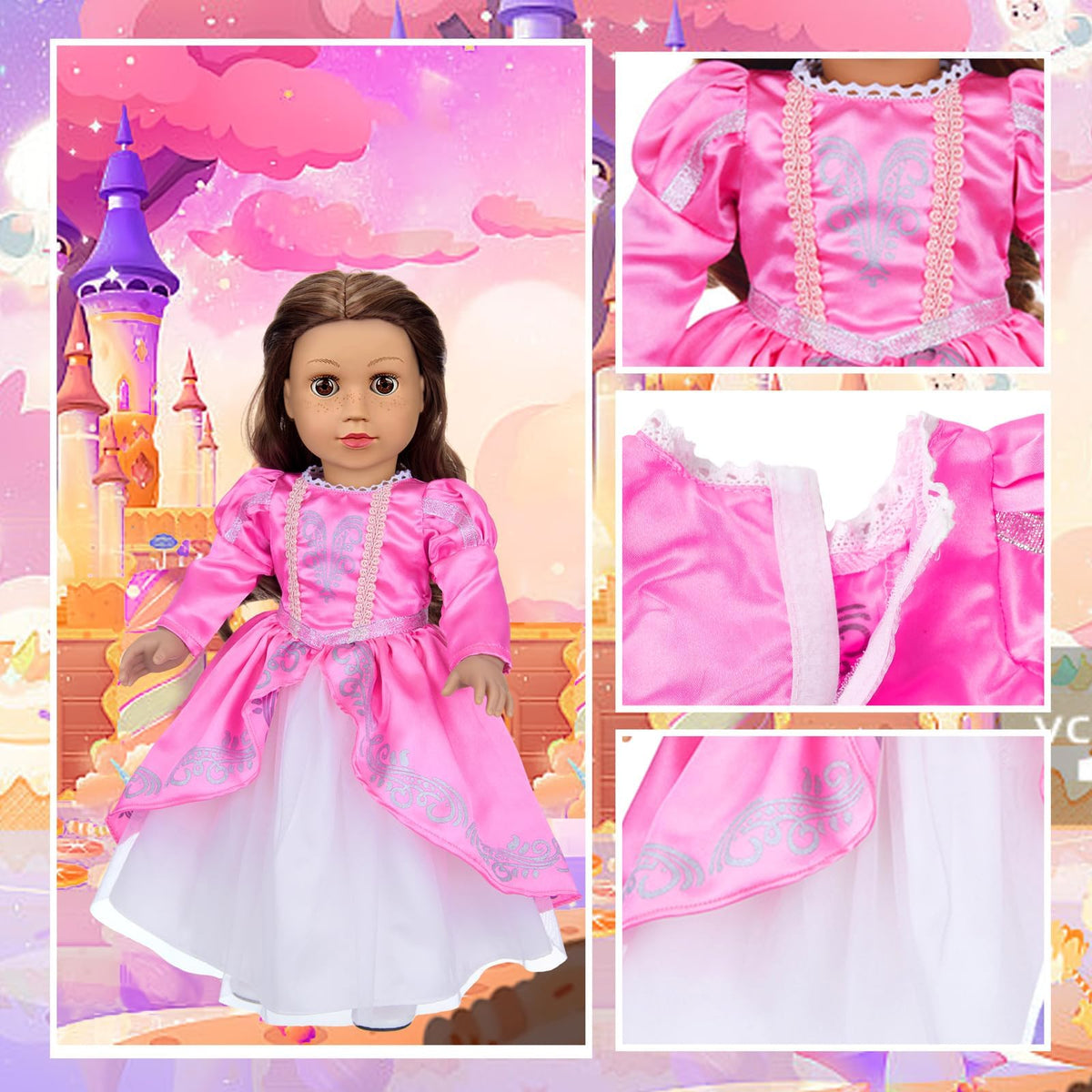 VAWMJOT dress with stretchable neckline fits most 18-inch dolls securely.