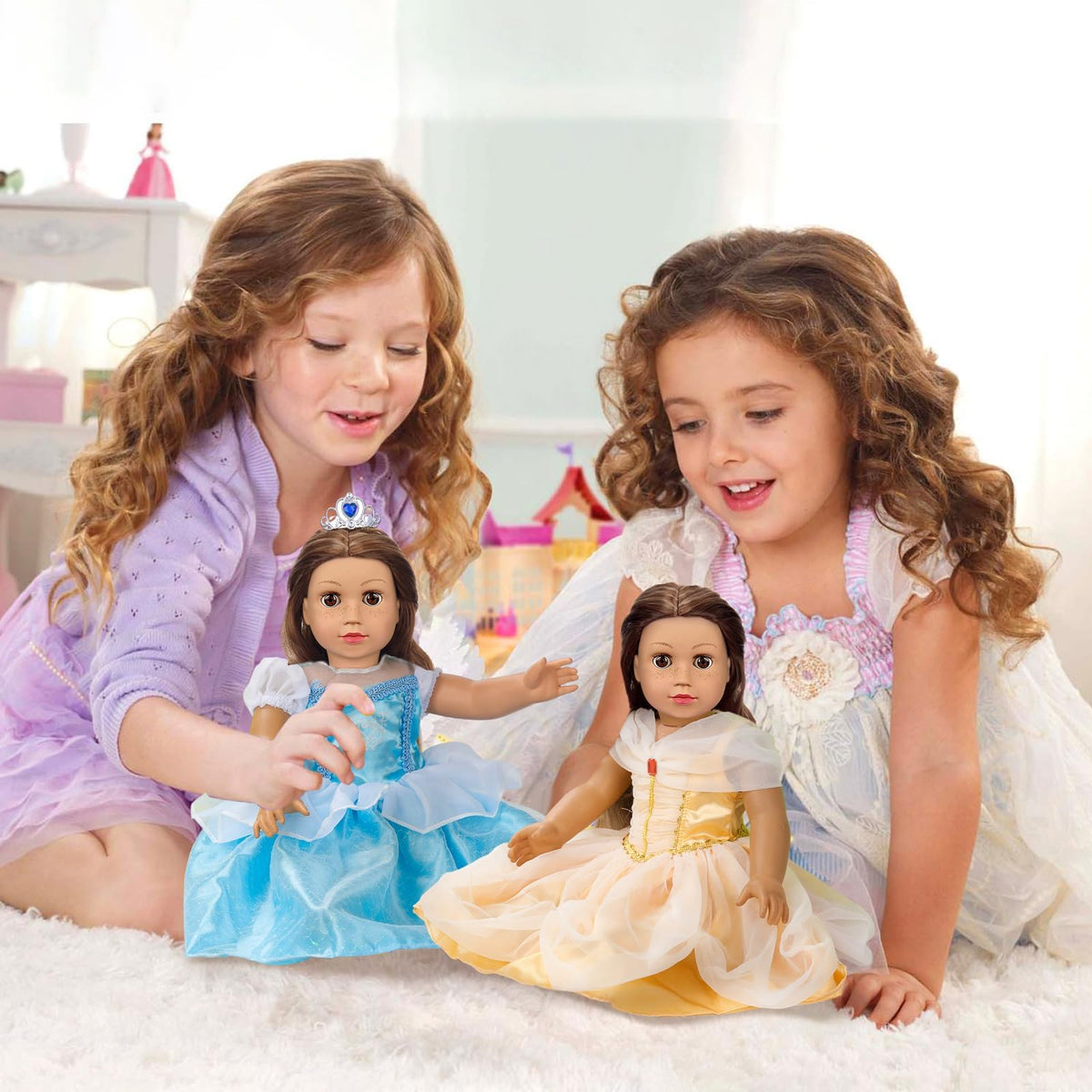 VAWMJOT dress features velcro closures for easy dressing during playtime.