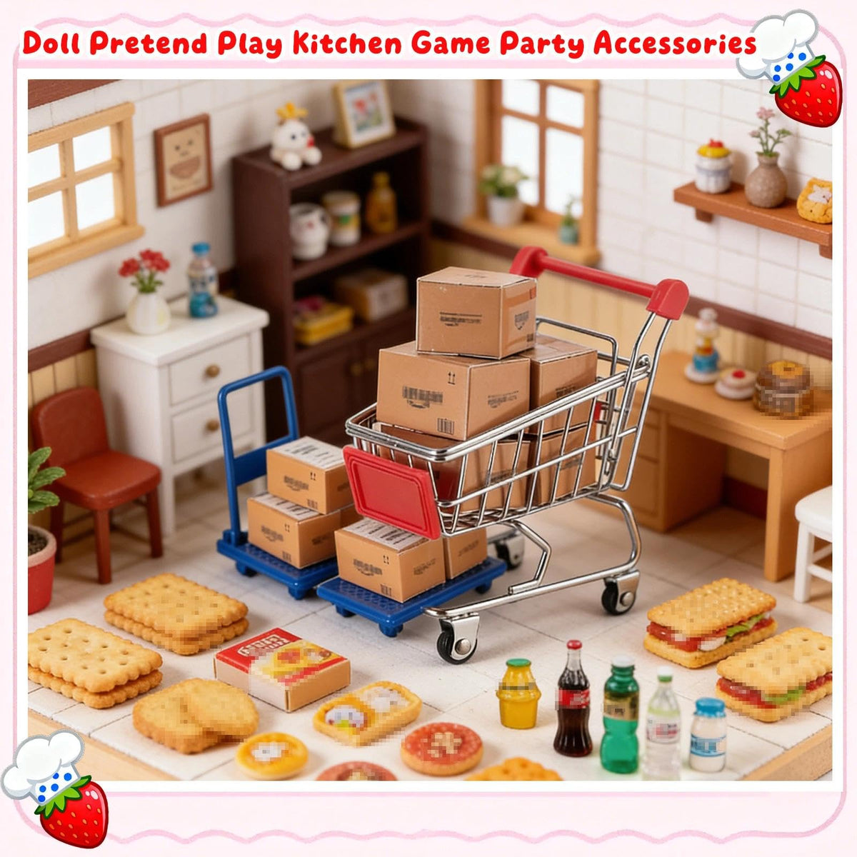 Vawuz dollhouse kitchen props set a lifelike scene for playtime.