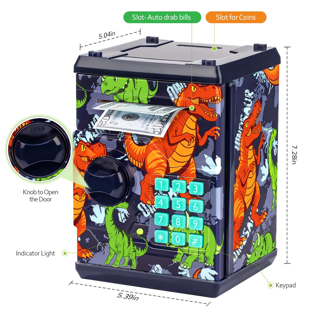 Vcertcpl ABS material piggy bank, durable and kid-friendly.