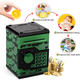 Vcertcpl ATM piggy bank camouflage greengray durable ABS construction for lasting use
