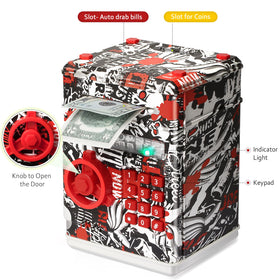 Vcertcpl ATM piggy bank coin slot stores coins for easy saving.