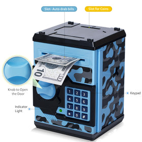 Vcertcpl piggy bank coin-slot close-up demonstrates broad coin compatibility.