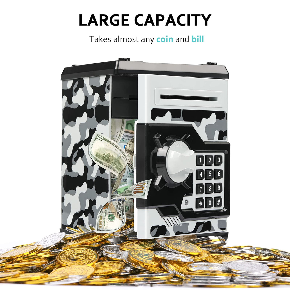 Vcertcpl camouflage gray money slot highlights versatile coin and bill storage