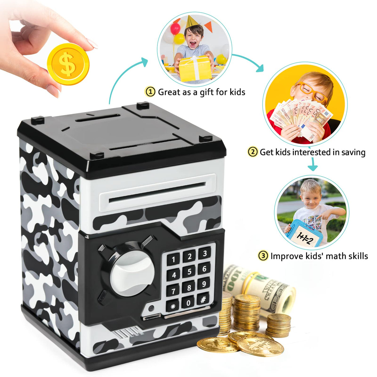 Vcertcpl camouflage gray password panel enables controlled access for kids