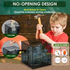 Vcertcpl durable acrylic piggy bank designed for long-term use
