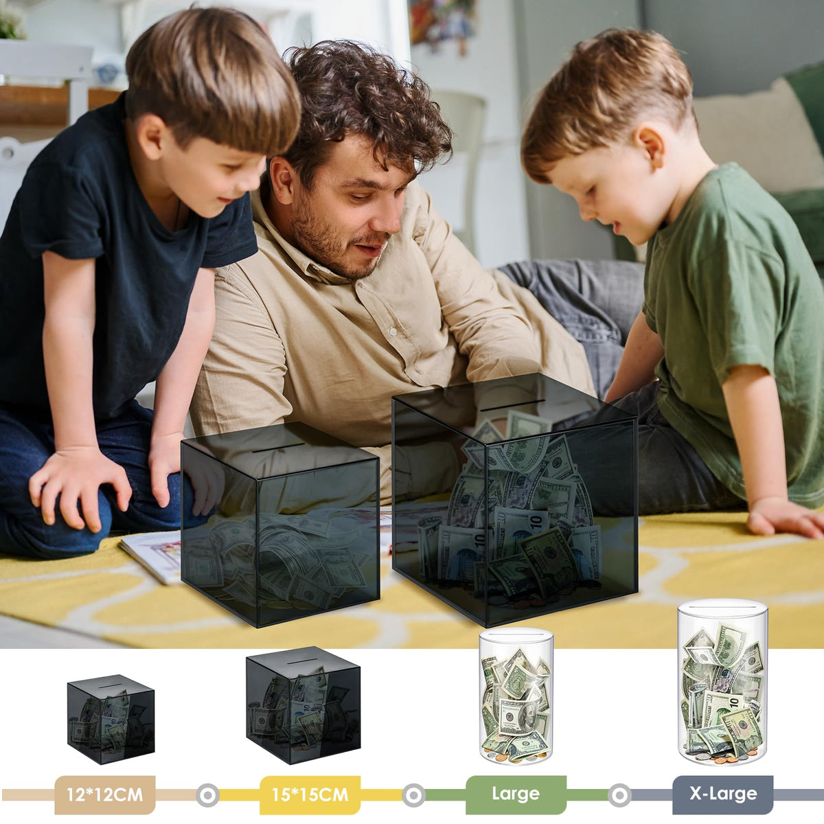 Vcertcpl gray acrylic money bank on shelf