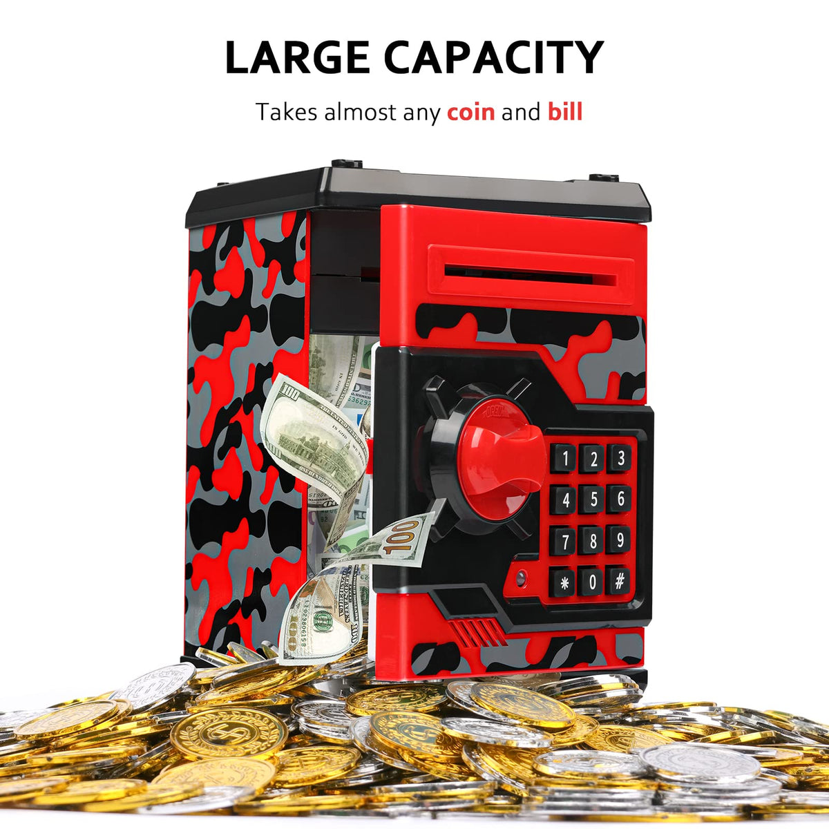 Vcertcpl piggy bank coin slot ensures easy coin deposits during daily saves